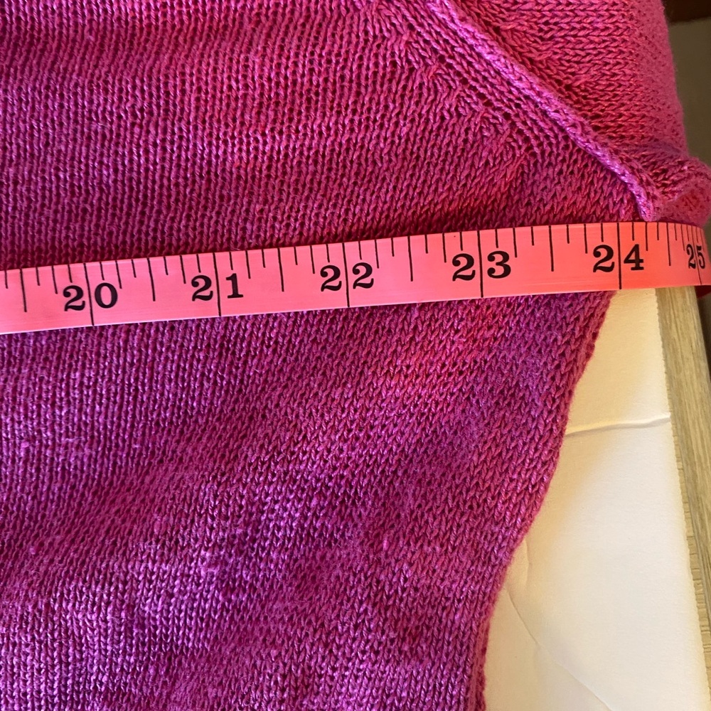 Eileen Fisher Sz L Hot Pink Round Neck 100% Linen Knit Sweater Top - Picture 5 of 9